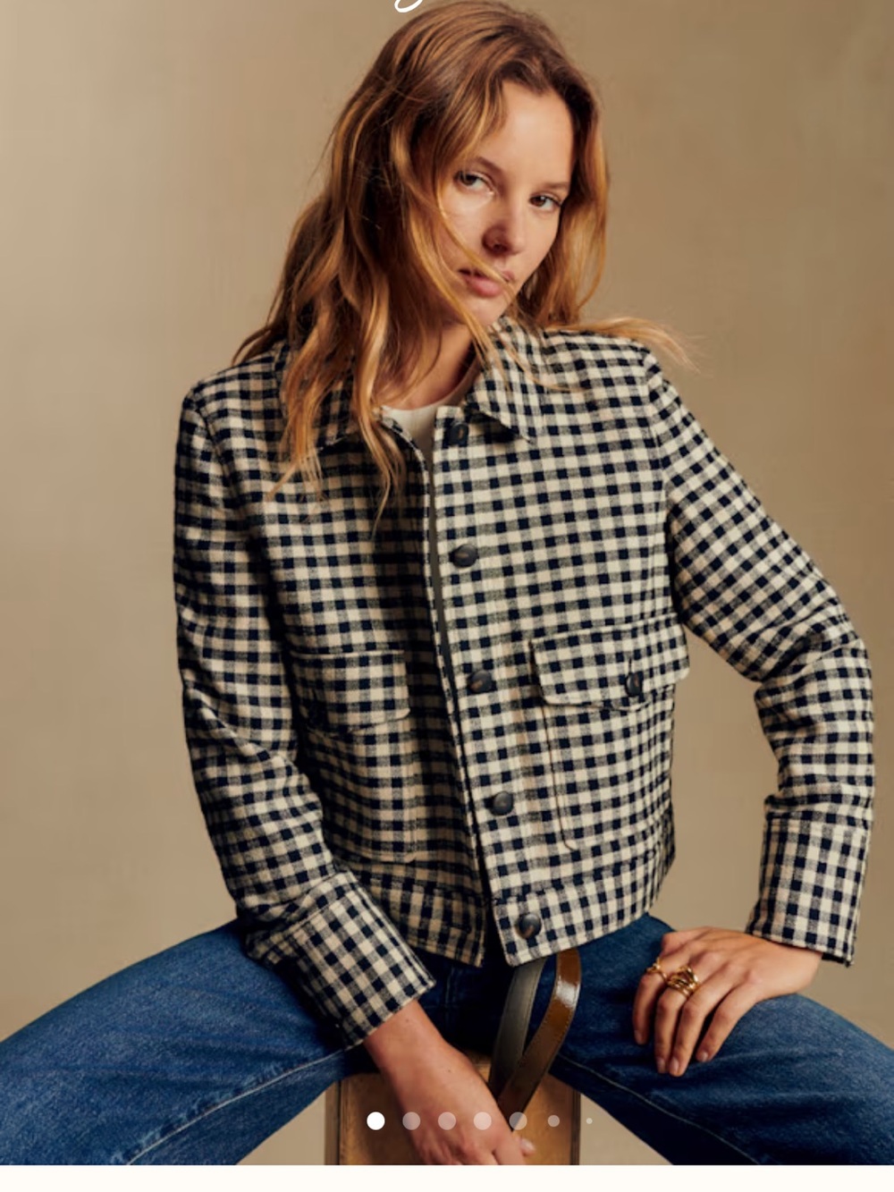 Sezane terry jacket in black and ecru gingham - Picture 1 of 4